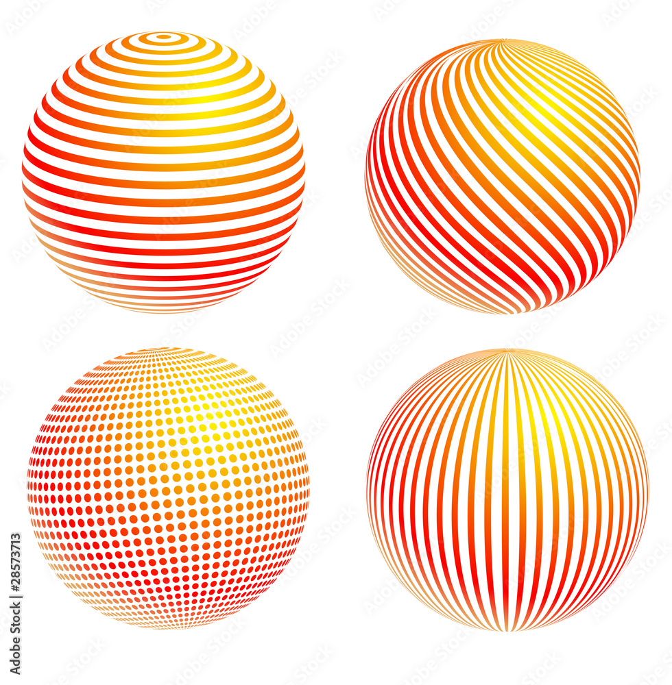 striped colorful ball icon set isolated on white background striped colorful ball icon set isolated on white background