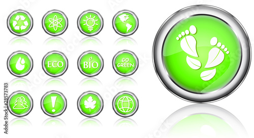 go green eco icon set isolated on white background