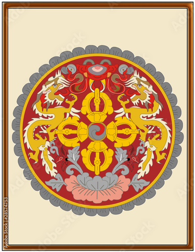 Bhutan national emblem coat frame