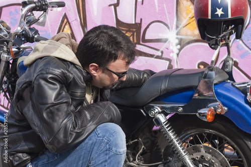 A Motorcycle Rider and his Custom Bike