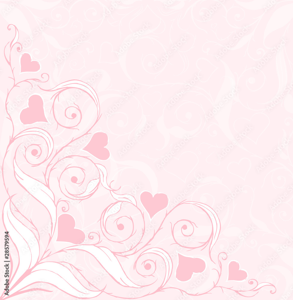 floral background with hearts