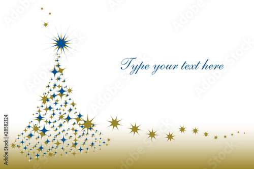 Biglietto Auguri di Natale con albero di stelle oro