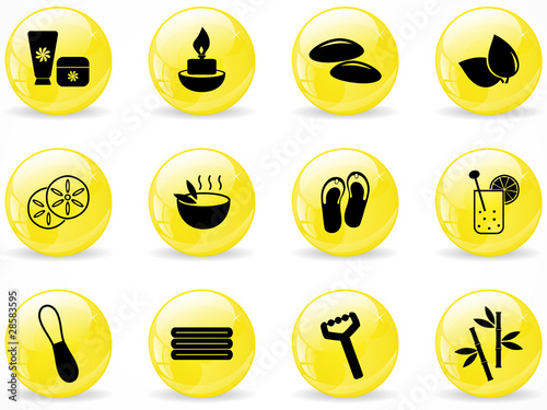 Glossy web buttons, spa and wellness icons
