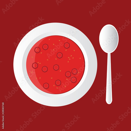 chilli soup in white bowl and spoon