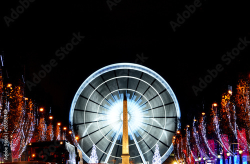 The Obelisk and the ferris wheel on the Concorde square, paris