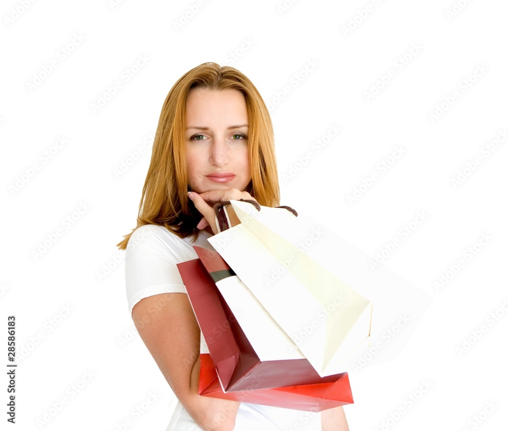 Woman after shopping with bag