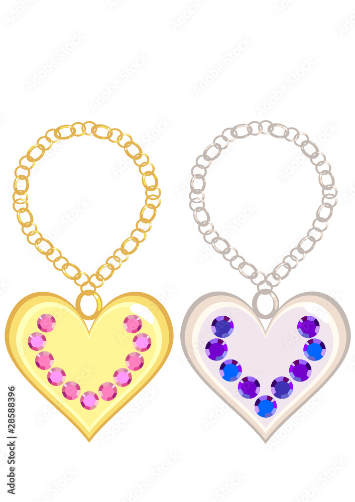 Heart of semiprecious stones set in gold and silver Heart of semiprecious stones set in gold and silver