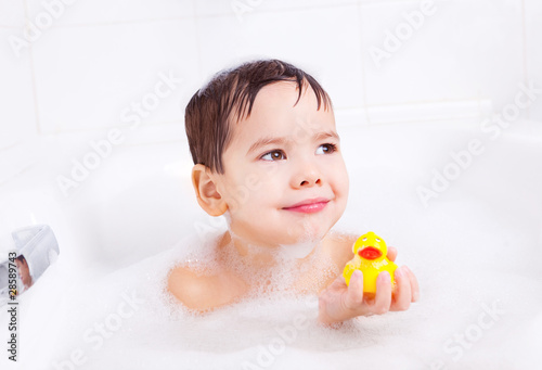 boy taking a bath