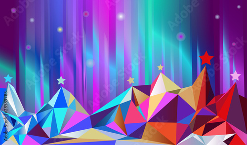 Color montains and north shining