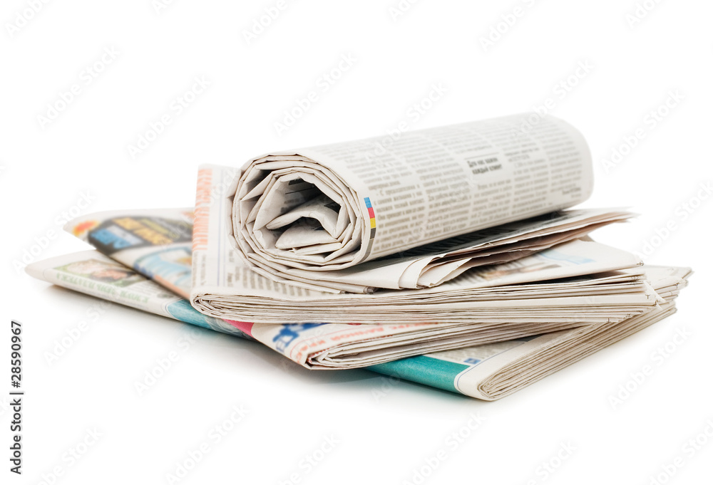 Roll of newspapers, isolated on white background Roll of newspapers, isolated on white background