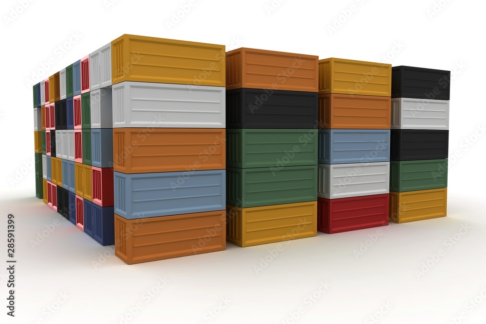 Fototapeta premium 3d cargo containers stacked