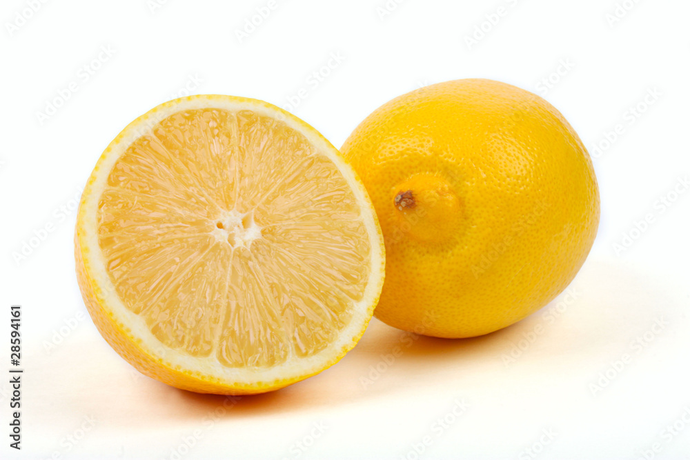 Lemons on white background