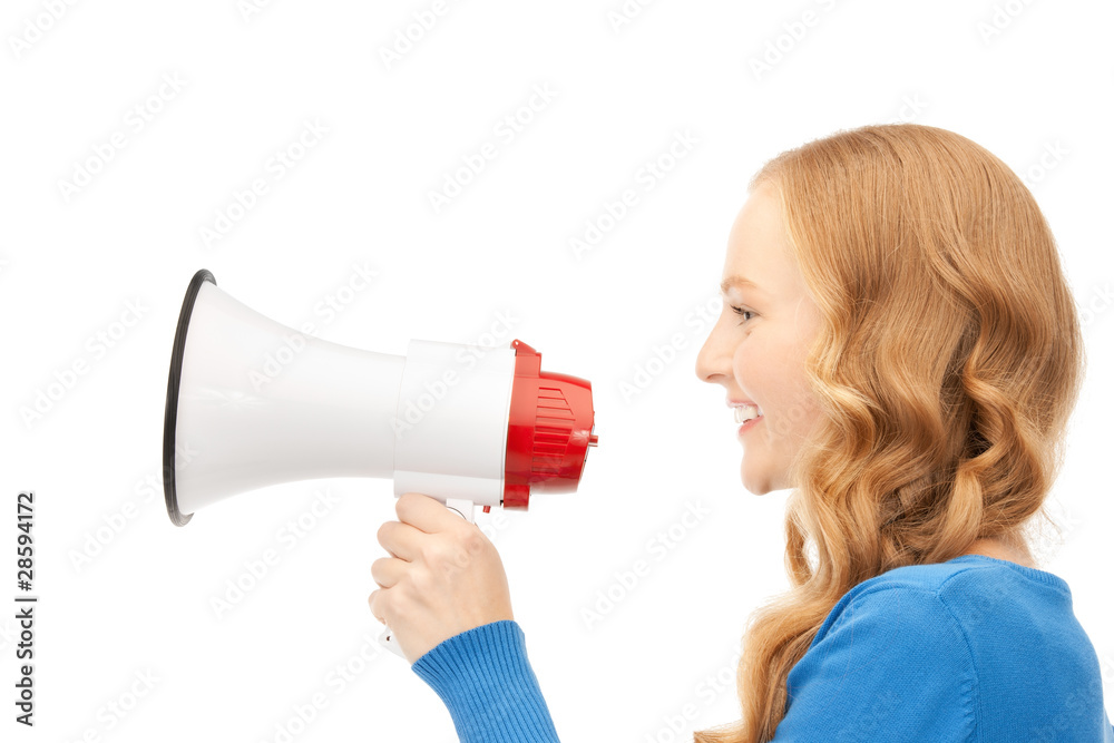 Naklejka premium woman with megaphone