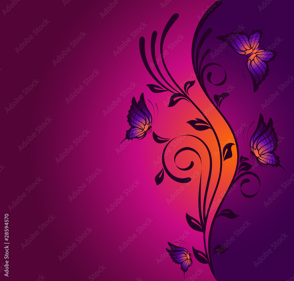 Beautiful background from flowers with butterflies Beautiful background from flowers with butterflies