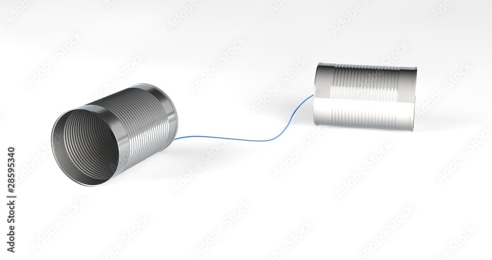Communication - tin cans connected by a string Communication - tin cans connected by a string