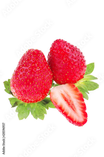 raw strawberry on white