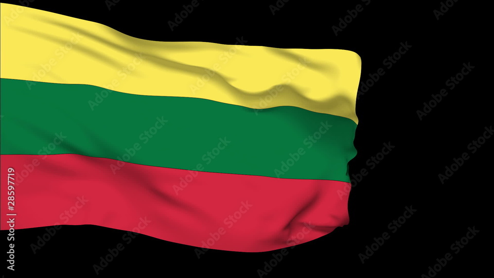 Lithuania flag slowly waving. Alpha included. Seamless loop. Lithuania flag slowly waving. Alpha included. Seamless loop.