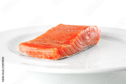 smoked salmon on white plate