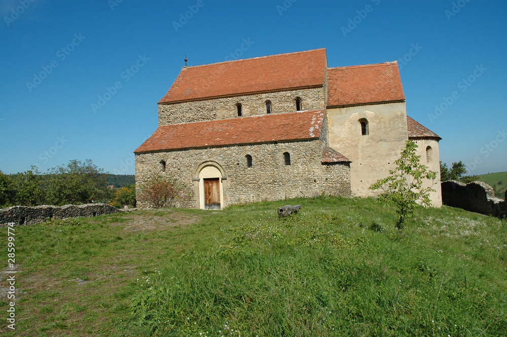 Old church in Romanesque style. Cisnadioara, Romania