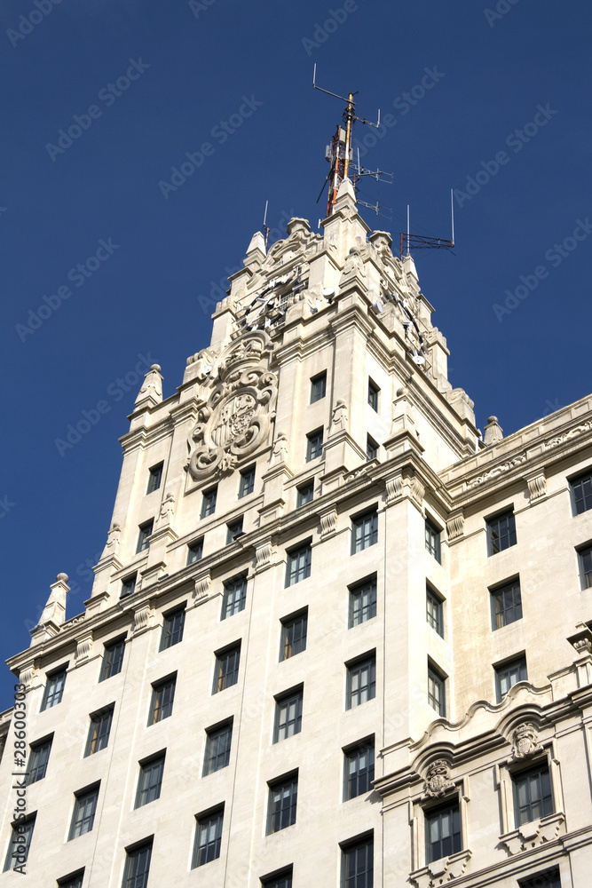 Madrid - Gran Via, detail of luxurious building
