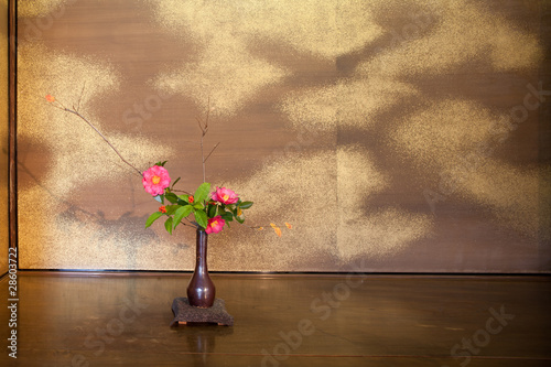 Japanese Flower Arranging (IKEBANA) in Japanese tea room photo