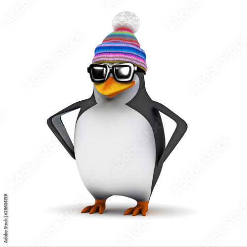 3d Penguin wears his wooly hat © Steve Young