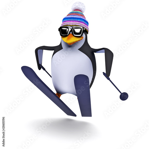 3d Penguin skiing like a pro