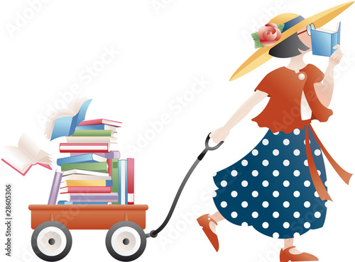 girl with little red wagon