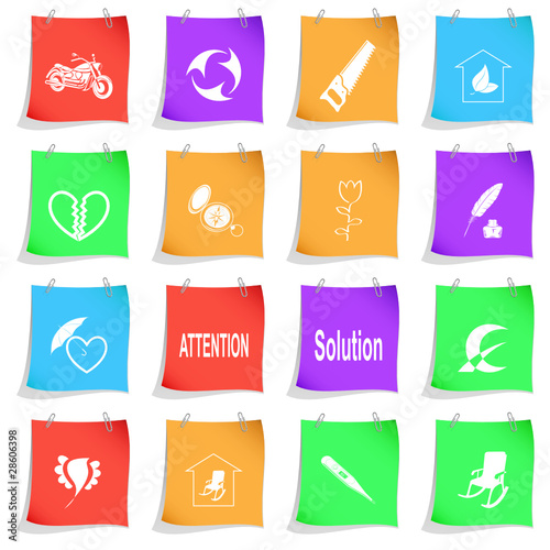 Vector set of note papers