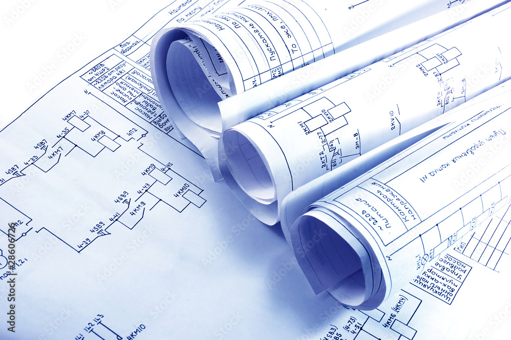 Engineering electricity blueprint rolls