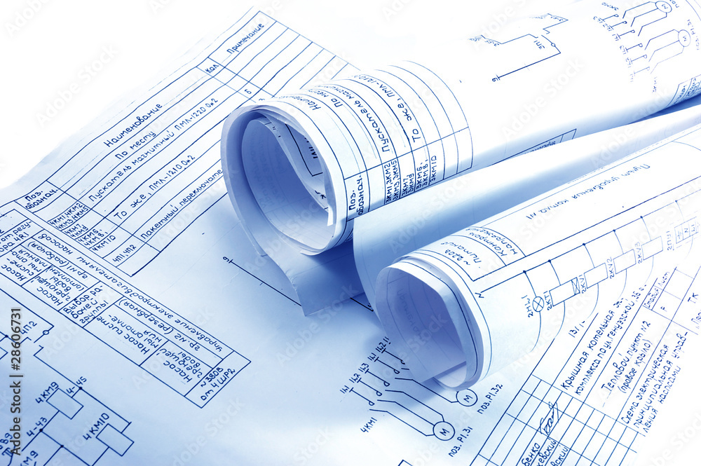 Engineering electricity blueprint rolls