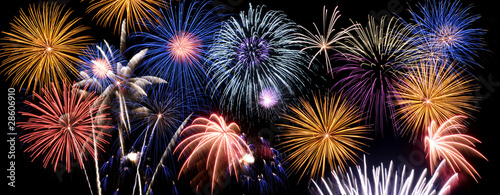 Fireworks of multiple colors