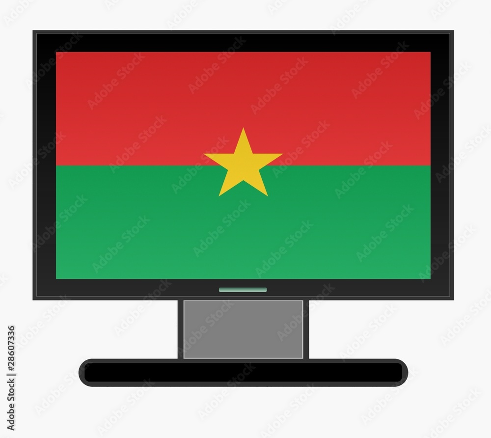 Drapeau du Burkina Faso sur un écran de télévision Drapeau du Burkina Faso sur un écran de télévision