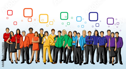 Group of Colourful People. rainbow colors.