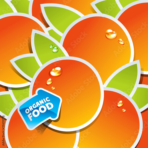 Background from oranges with an arrow by organic food