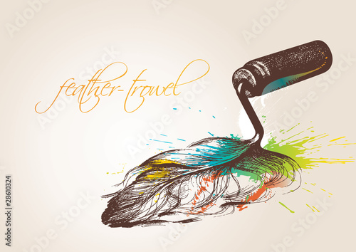 Trowel for makeup. The trowel in the form of the bird's feather