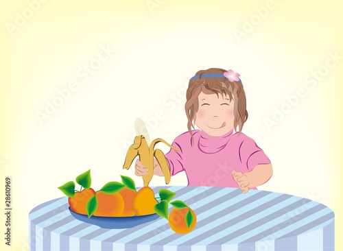 child eating fruits