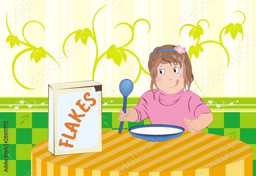 child eating flakes