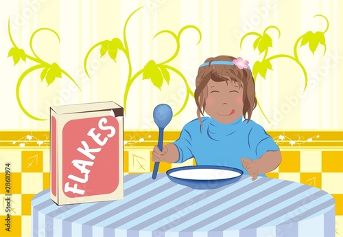child eating flakes