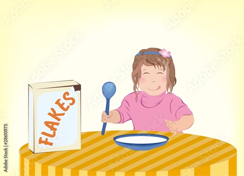 child eating flakes