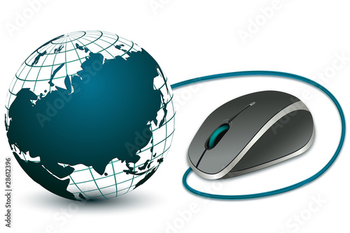 computer mouse with globe
