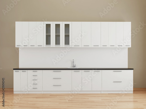 Modern empty kitchen in white