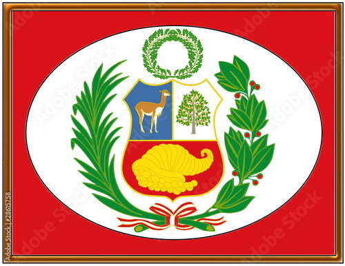 Peru national emblem coat frame