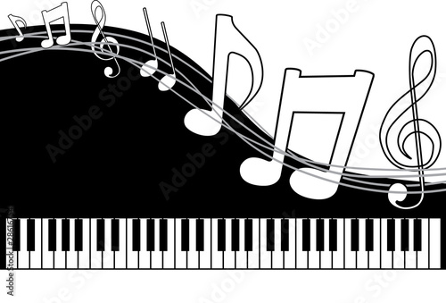 Black piano keys with note signs