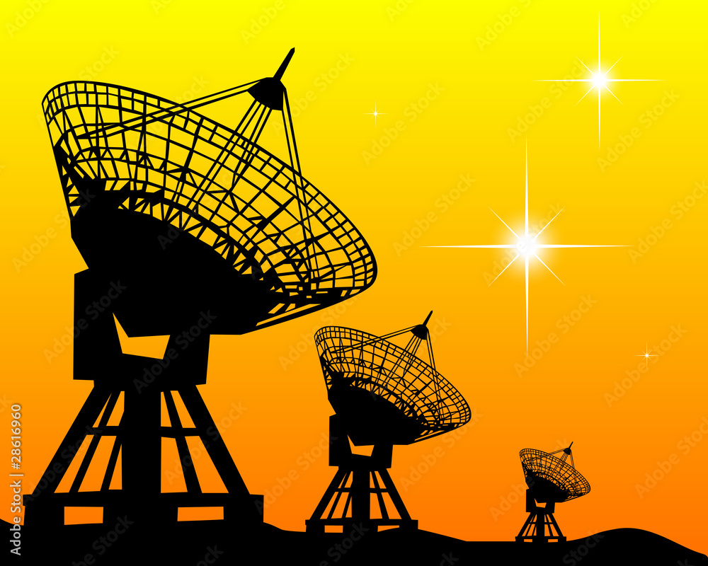 Fototapeta premium Black silhouettes of radars