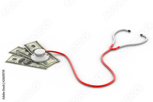 Financial concept - Stethoscope testing dollar