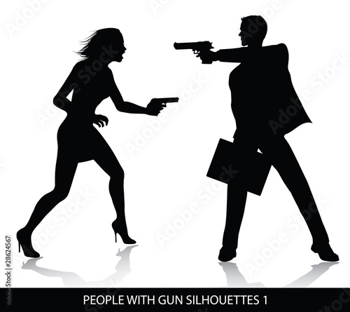People with gun silhouettes #28624567