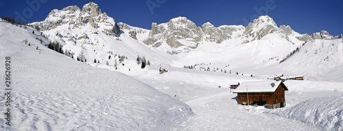 Winter panorama near San Pellegrino Pass photo
