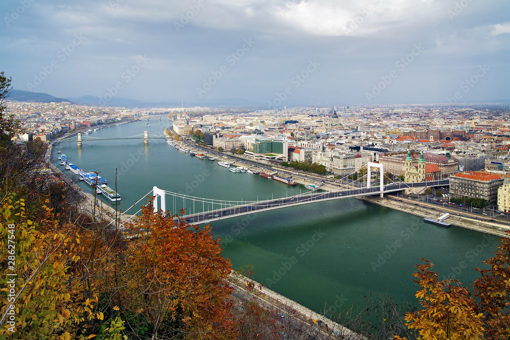 View on Budapest and Danube from Citadela, Hungary