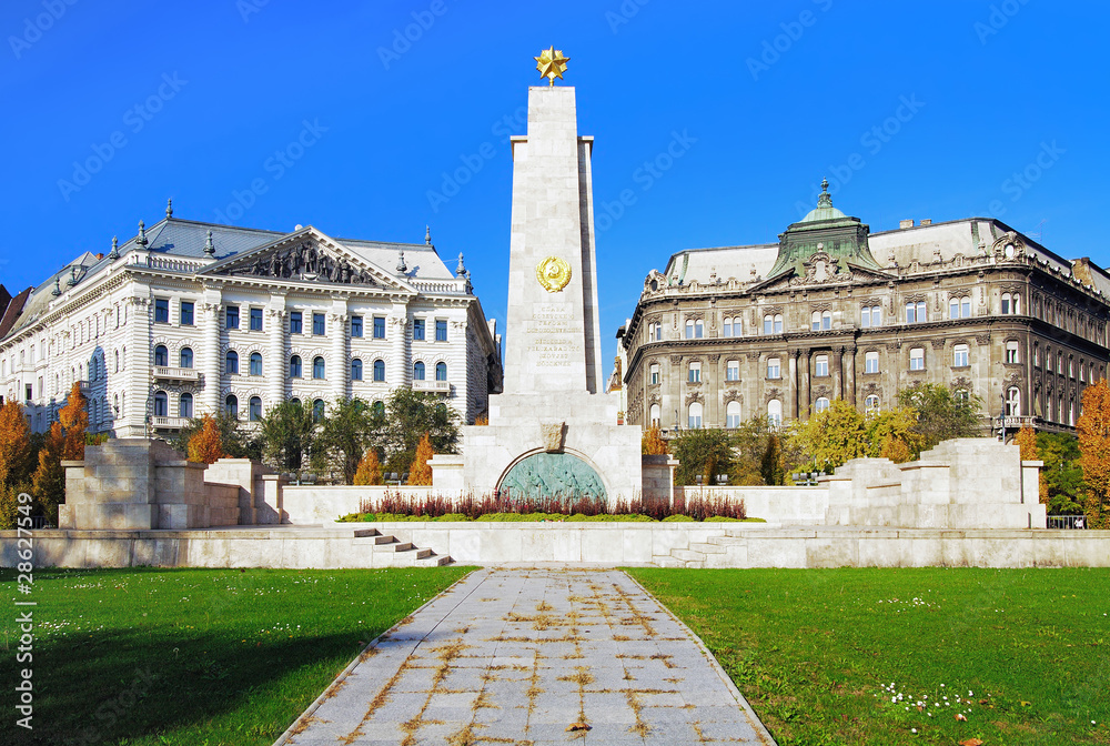 Monument to Soviet soldiers on Square of Freedom in Budapest